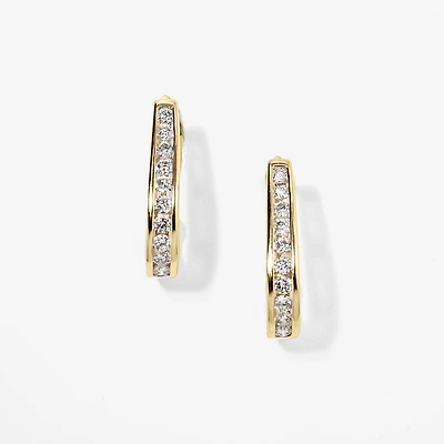 Channel Set J Hoop Diamond Earrings in 10K Yellow Gold (0.75 ct tw)