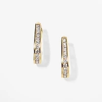 Channel Set J Hoop Diamond Earrings in 10K Yellow Gold (0.75 ct tw)