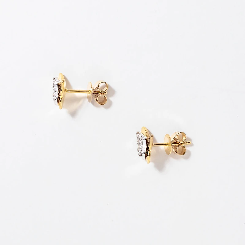 Diamond Butterfly Earrings in 10K Yellow and White Gold (0.13 ct tw)