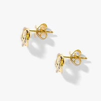 Diamond Love Knot Stud Earrings in 10K Yellow Gold (0.13 ct tw)