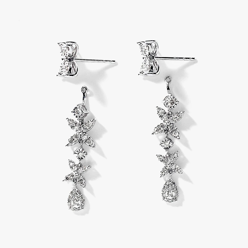Multi-Look Diamond Cluster Earrings in 10K White Gold (1.00 ct tw)