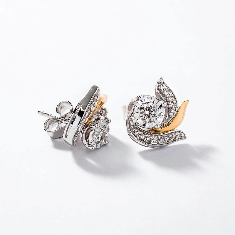 Diamond Jacket Earring in 10K White and Yellow Gold (0.42 ct tw)