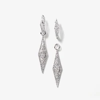 Multi-Look Diamond Cluster Dangle Earrings in 10K White Gold (1.00 ct