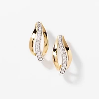 Wavy Diamond Cluster Earrings in 10K Yellow and White Gold (0.40 ct tw