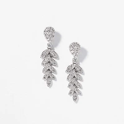 Diamond Cluster Earrings in 10K White Gold (1.00 ct tw)