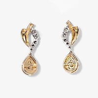 Diamond Cluster Dangle Earrings in 10K Yellow and White Gold (0.33 ct