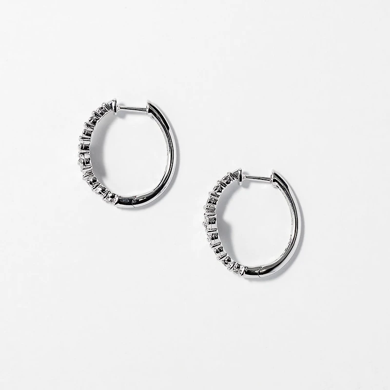 Diamond Hoop Earrings in 10K White Gold (0.40 ct tw)