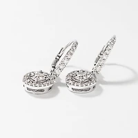 Diamond Halo Hoop Earrings in 10K White Gold (0.66 ct tw)