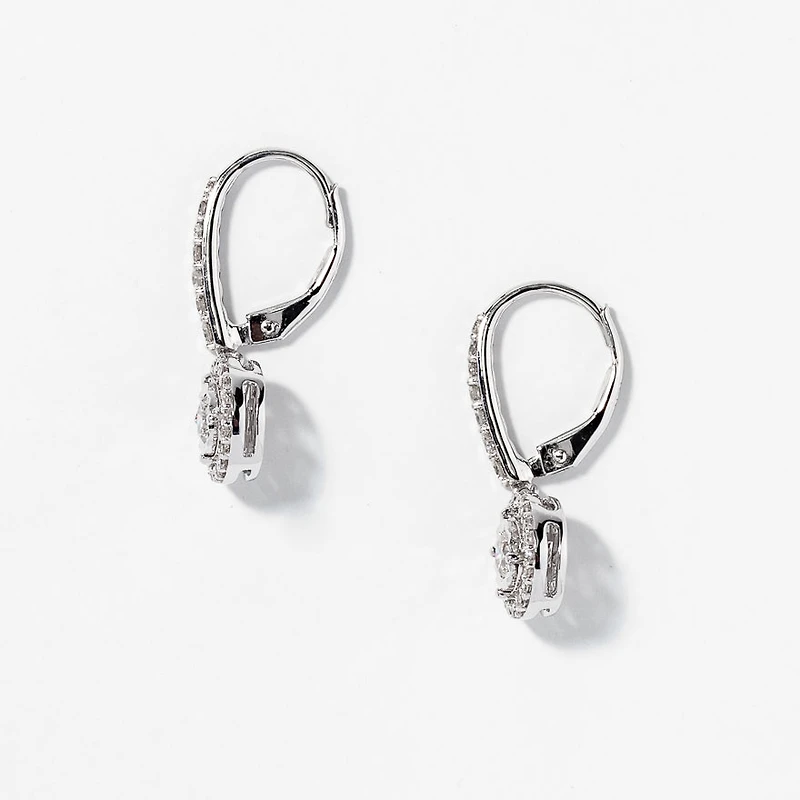 Diamond Halo Hoop Earrings in 10K White Gold (0.66 ct tw)