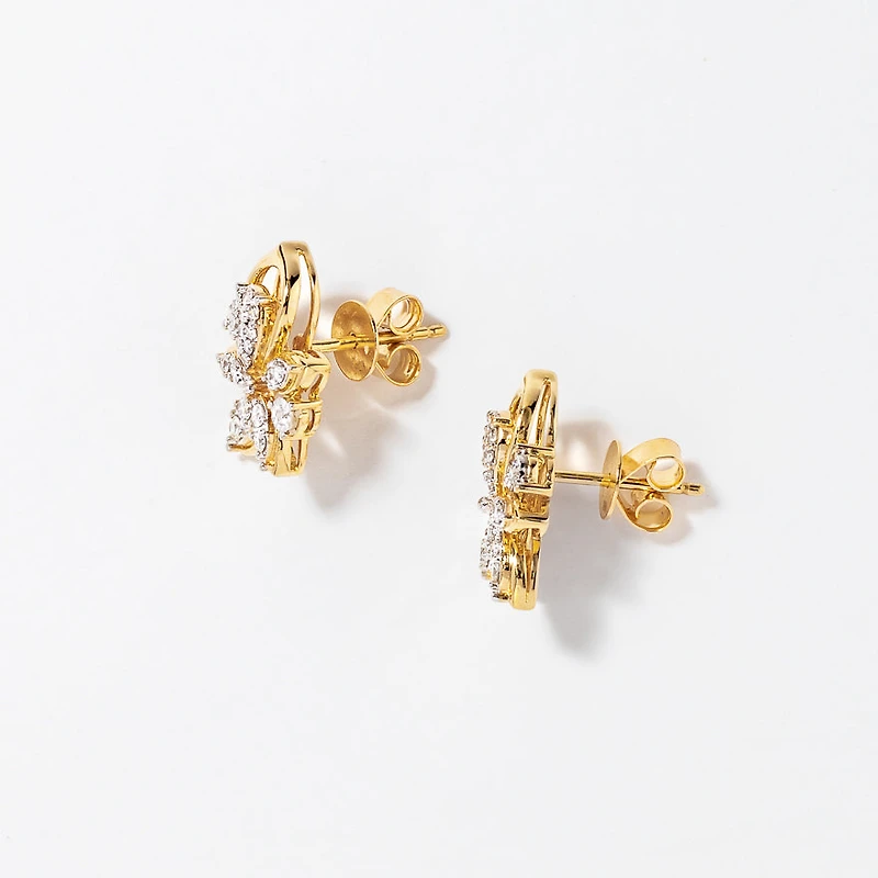 Diamond Cluster Stud Earrings in 10K Yellow and White Gold (0.40 ct tw
