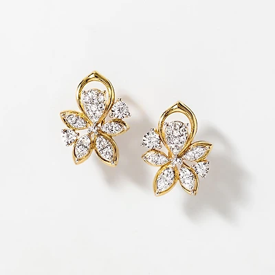 Diamond Cluster Stud Earrings in 10K Yellow and White Gold (0.40 ct tw