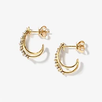 Diamond Cluster Hook Earrings in 10K Yellow and White Gold (0.30 ct tw