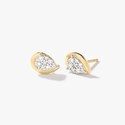 Diamond Cluster Stud Earrings in 10K Yellow Gold (0.25 ct tw)