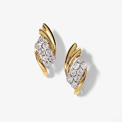 Diamond Cluster Earrings in 10K Yellow and White Gold (0.25 ct tw)