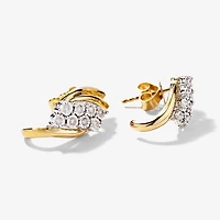 Diamond Cluster Earrings in 10K Yellow and White Gold (0.25 ct tw)