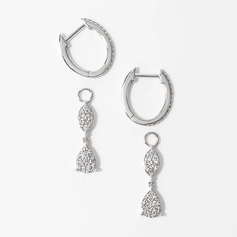 Multi-Look Diamond Dangle Earrings in 10K White Gold (0.50 ct tw)