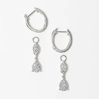 Multi-Look Diamond Dangle Earrings in 10K White Gold (0.50 ct tw)