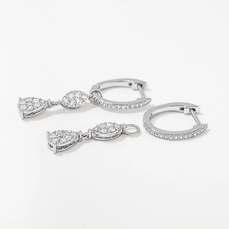 Multi-Look Diamond Dangle Earrings in 10K White Gold (0.50 ct tw)