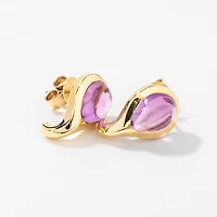 Cabochon Amethyst Earrings in 10K Yellow Gold