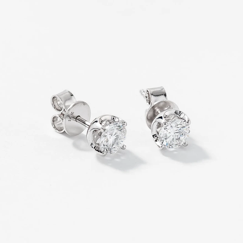 Lab Grown Diamond Stud Earrings in 14K White Gold (1.00 ct tw)