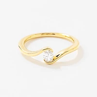 Lab Grown Oval Diamond Swirl Promise Ring 10K Yellow Gold (0.20 ct