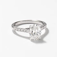 Lab Grown Oval Cut Diamond Engagement Ring 14K White Gold (1.75 ct