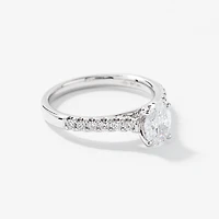 Lab Grown Oval Cut Diamond Engagement Ring 14K White Gold (1.00 ct