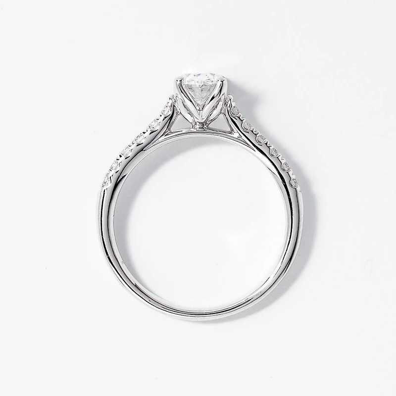 Lab Grown Oval Cut Diamond Engagement Ring 14K White Gold (1.00 ct