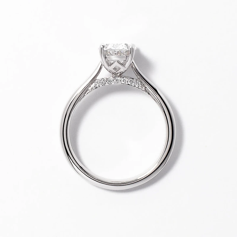 Lab Grown Oval Cut Diamond Engagement Ring 14K White Gold (1.57 ct
