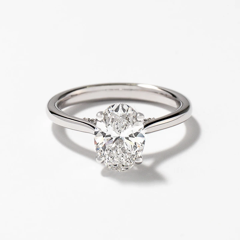 Lab Grown Oval Cut Diamond Engagement Ring 14K White Gold (1.57 ct