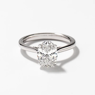 Lab Grown Oval Cut Diamond Engagement Ring 14K White Gold (1.57 ct