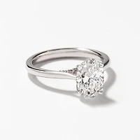 Lab Grown Oval Cut Diamond Engagement Ring 14K White Gold (1.57 ct