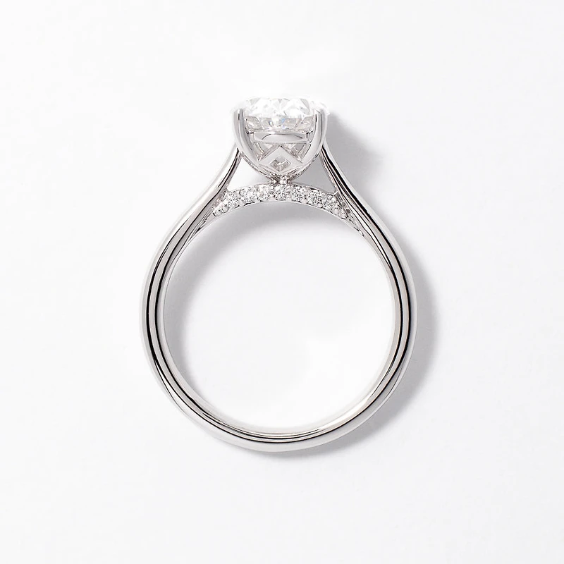Lab Grown Oval Cut Diamond Engagement Ring 14K White Gold (2.07 ct