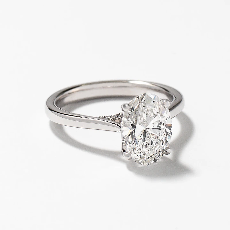 Lab Grown Oval Cut Diamond Engagement Ring 14K White Gold (2.07 ct