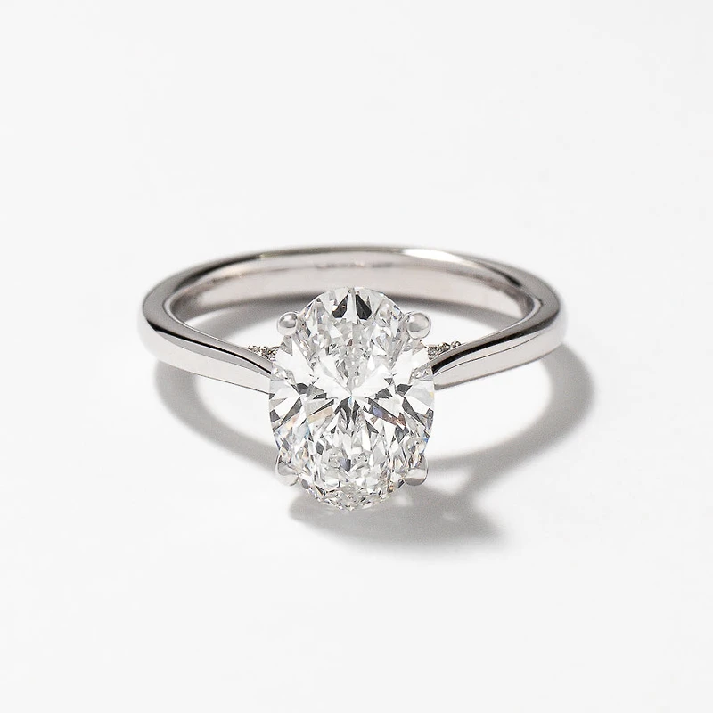 Lab Grown Oval Cut Diamond Engagement Ring 14K White Gold (2.07 ct