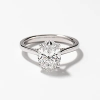 Lab Grown Oval Cut Diamond Engagement Ring 14K White Gold (2.07 ct