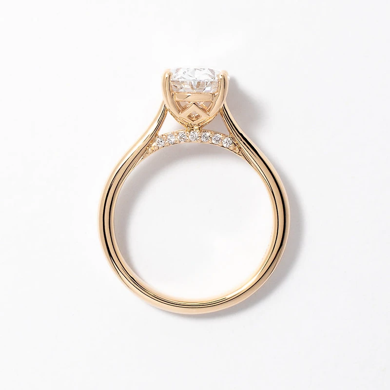 Lab Grown Oval Cut Diamond Engagement Ring 14K Yellow Gold (2.07 ct