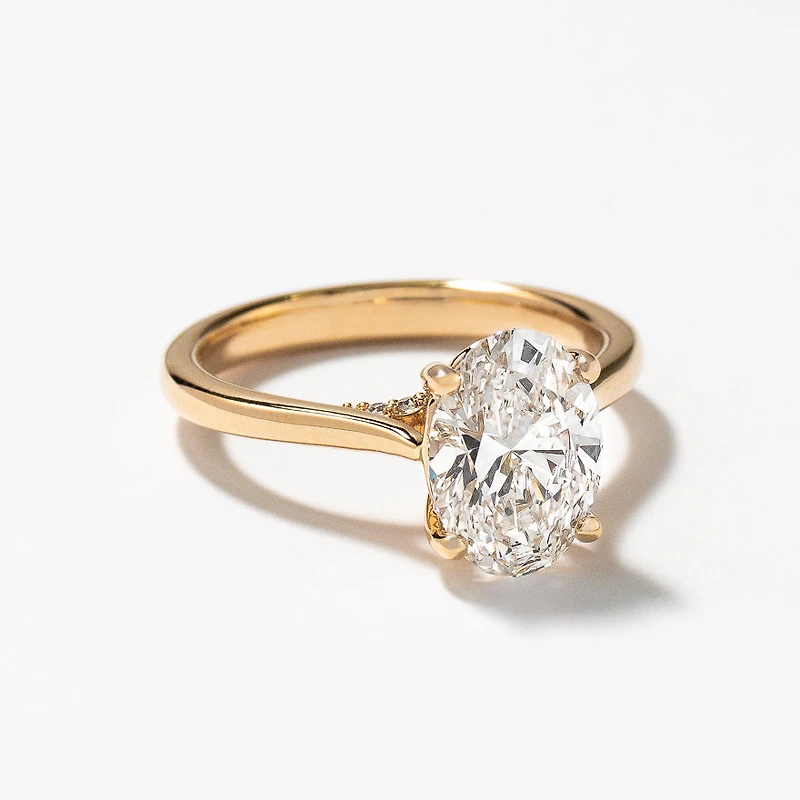 Lab Grown Oval Cut Diamond Engagement Ring 14K Yellow Gold (2.07 ct