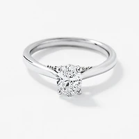 Lab Grown Oval Cut Diamond Engagement Ring 14K White Gold (0.82 ct