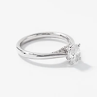 Lab Grown Oval Cut Diamond Engagement Ring 14K White Gold (0.82 ct