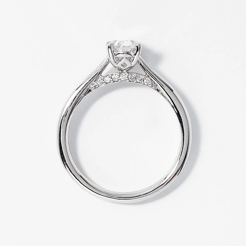 Lab Grown Oval Cut Diamond Engagement Ring 14K White Gold (0.82 ct