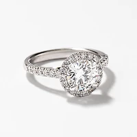 Lab Grown Round Cut Diamond Engagement Ring 14K White Gold (2.00 ct