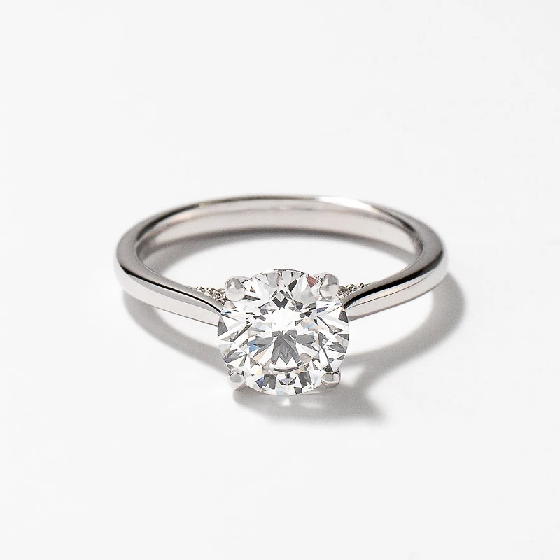 Lab Grown Round Cut Diamond Engagement Ring 14K White Gold (1.57 ct