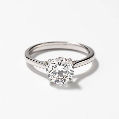 Lab Grown Round Cut Diamond Engagement Ring 14K White Gold (1.57 ct