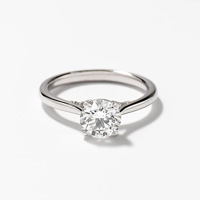 Lab Grown Round Cut Diamond Engagement Ring 14K White Gold (1.07 ct