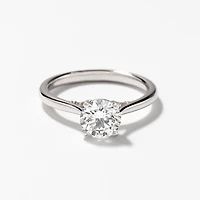 Lab Grown Round Cut Diamond Engagement Ring 14K White Gold (1.07 ct
