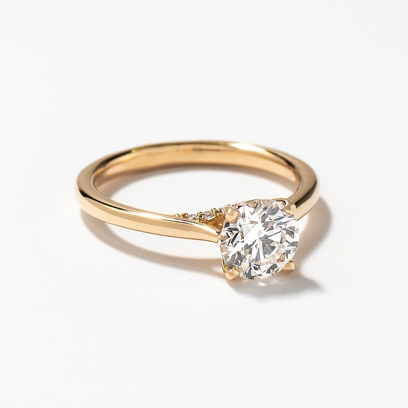 Lab Grown Round Cut Diamond Engagement Ring 14K Yellow Gold (1.07 c