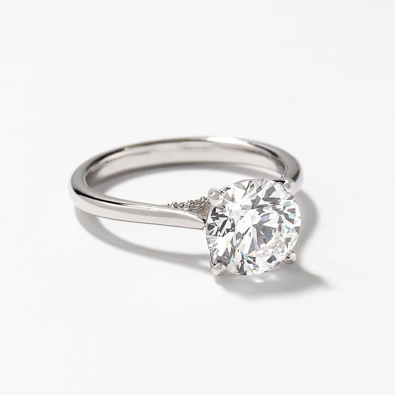 Lab Grown Round Cut Diamond Engagement Ring 14K White Gold (2.07 ct