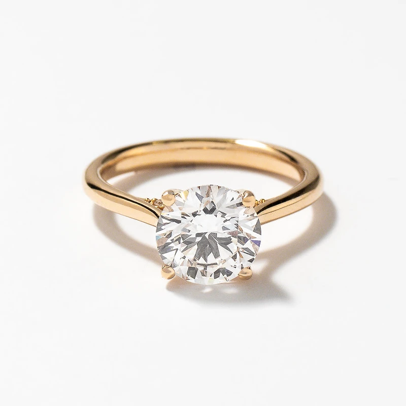 Lab Grown Round Cut Diamond Engagement Ring 14K Yellow Gold (2.07 c