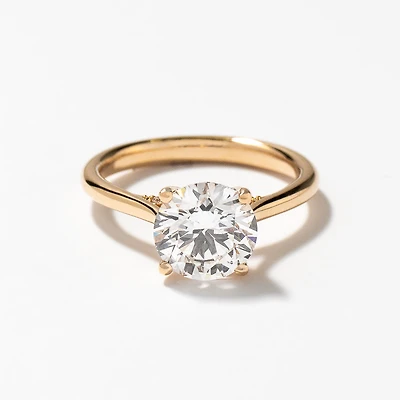 Lab Grown Round Cut Diamond Engagement Ring 14K Yellow Gold (2.07 c